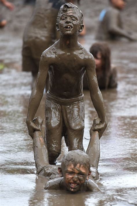 people in the mud